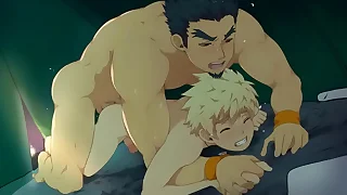 Anime blonde boy having enjoyment at render unnecessary older man